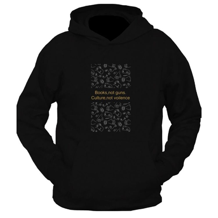 Books Not=Guns Culture Not Voilence Graphic Printed Hoodie