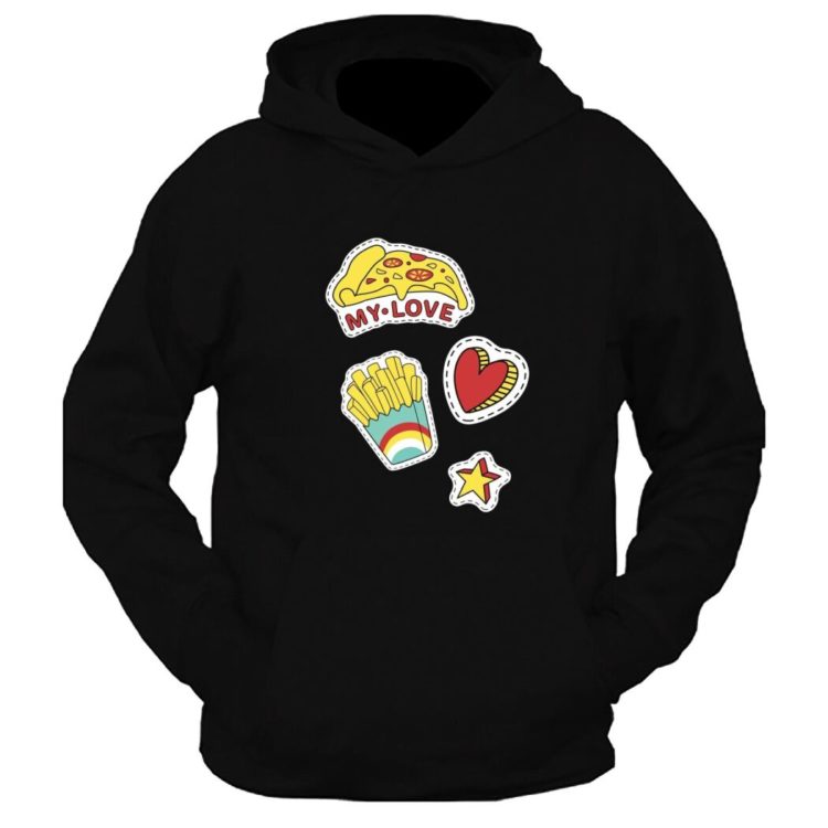 My Love Fast Food Graphic Printed Hoodie
